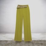 Burgundy High Waist Wide Leg Pants with Sequin Waistband | Elegant Dressy Women’s Trousers - 图片 13