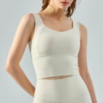 Two-Tone Seamless Sports Bra & High-Waisted Leggings Set – Sculpting Neutral Athleisure Outfit - 图片 11