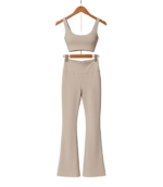 High-Waisted Flared Active Pants with Sculpting Fit – Neutral Beige - 图片 44