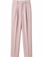 High-Waist Pleated Straight-Leg Trousers for Women | Elegant Tailored Casual Suit Pants | Soft Blush Pink Fashion Pants - 图片 2