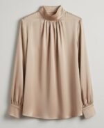 Luxury Satin Pleated Blouse – Elegant Long Sleeve Silky Top for Women - 图片 5