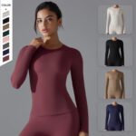 Women’s Long-Sleeve Fitted Top – Soft Stretch Seamless Everyday Shirt - 图片 6