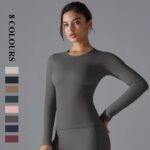 Women’s Long-Sleeve Fitted Top – Soft Stretch Seamless Everyday Shirt - 图片 2