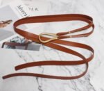 Luxury Sculpted Gold Buckle Waist Belt for Women | Adjustable Leather Belt in Red & Brown - 图片 9