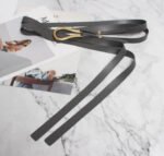 Luxury Sculpted Gold Buckle Waist Belt for Women | Adjustable Leather Belt in Red & Brown - 图片 18