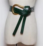 Luxury Sculpted Gold Buckle Waist Belt for Women | Adjustable Leather Belt in Red & Brown - 图片 22