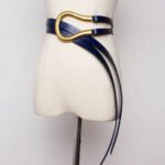 Luxury Sculpted Gold Buckle Waist Belt for Women | Adjustable Leather Belt in Red & Brown - 图片 15