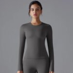 Women’s Long-Sleeve Fitted Top – Soft Stretch Seamless Everyday Shirt - 图片 13