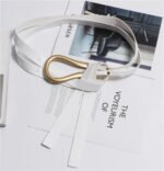 Luxury Sculpted Gold Buckle Waist Belt for Women | Adjustable Leather Belt in Red & Brown - 图片 11