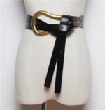 Luxury Sculpted Gold Buckle Waist Belt for Women | Adjustable Leather Belt in Red & Brown - 图片 26