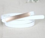 Luxury Slim Leather Belt for Women | Minimalist Skinny Waist Belt in Black & Burgundy - 图片 6