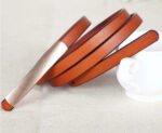Luxury Slim Leather Belt for Women | Minimalist Skinny Waist Belt in Black & Burgundy - 图片 5