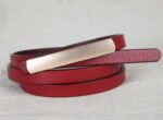 Luxury Slim Leather Belt for Women | Minimalist Skinny Waist Belt in Black & Burgundy - 图片 8