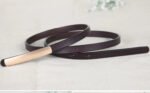 Luxury Slim Leather Belt for Women | Minimalist Skinny Waist Belt in Black & Burgundy - 图片 9