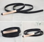 Luxury Slim Leather Belt for Women | Minimalist Skinny Waist Belt in Black & Burgundy - 图片 2