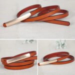 Luxury Slim Leather Belt for Women | Minimalist Skinny Waist Belt in Black & Burgundy - 图片 4