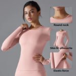 Women’s Long-Sleeve Fitted Top – Soft Stretch Seamless Everyday Shirt - 图片 3