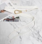 Luxury Sculpted Gold Buckle Waist Belt for Women | Adjustable Leather Belt in Red & Brown - 图片 19