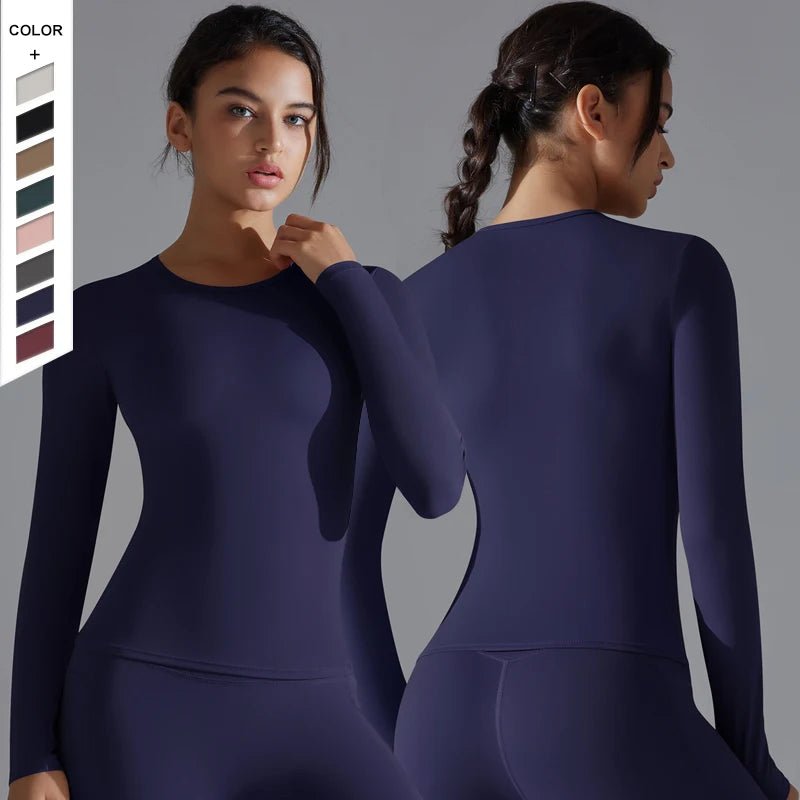 He4357f96fccc42e6beed8053ad3cb657C_34d0b8ca-1d4a-4590-8cc7-22520e02c7ce Women’s Long-Sleeve Fitted Top – Soft Stretch Seamless Everyday Shirt - 图片 1