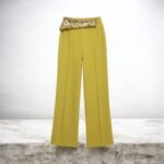 Burgundy High Waist Wide Leg Pants with Sequin Waistband | Elegant Dressy Women’s Trousers - 图片 12