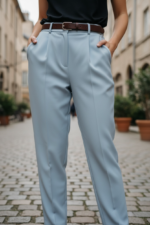 High-Waist Pleated Straight-Leg Trousers for Women | Elegant Tailored Casual Suit Pants | Soft Blush Pink Fashion Pants - 图片 13