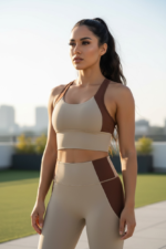 Two-Tone Seamless Sports Bra & High-Waisted Leggings Set – Sculpting Neutral Athleisure Outfit - 图片 13