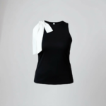 Elegant Black Sleeveless Top with White Bow – Chic High-Neck Women’s Blouse | Modern Boutique Style - 图片 7