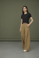 High Waist Wide Leg Brown Pants for Women – Tailored Relaxed Fit Casual & Office Trousers - 图片 2