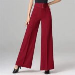 Women’s High Waist Wide Leg Pants with Button Detail | Elegant Statement Women’s Trousers - 图片 4