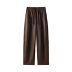 Luxury PU Leather Jogger Pants for Women – High-Waist Elastic Drawstring Wide-Leg Trousers – Comfy Chic Vegan Leather Athleisure Pants - 图片 29