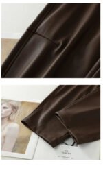 Luxury PU Leather Jogger Pants for Women – High-Waist Elastic Drawstring Wide-Leg Trousers – Comfy Chic Vegan Leather Athleisure Pants - 图片 27