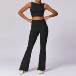 High-Waisted Flared Active Pants with Sculpting Fit – Neutral Beige - 图片 39