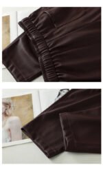 Luxury PU Leather Jogger Pants for Women – High-Waist Elastic Drawstring Wide-Leg Trousers – Comfy Chic Vegan Leather Athleisure Pants - 图片 21