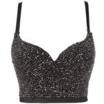 Black Sequin Corset Top for Women – Beaded Bustier Crop Top with Straps | Glam Night Out Top - 图片 31