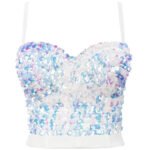 Black Sequin Corset Top for Women – Beaded Bustier Crop Top with Straps | Glam Night Out Top - 图片 24