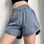 High-Waisted Navy Running Shorts with Built-In Liner – Lightweight Performance Athleisure Shorts - 图片 6