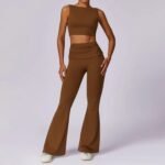 High-Waisted Flared Active Pants with Sculpting Fit – Neutral Beige - 图片 40