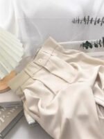 High-Waist Pleated Straight-Leg Trousers for Women | Elegant Tailored Casual Suit Pants | Soft Blush Pink Fashion Pants - 图片 9