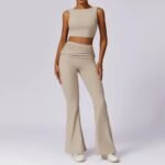 High-Waisted Flared Active Pants with Sculpting Fit – Neutral Beige - 图片 42