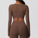 Women’s Long Sleeve Sculpting Crop Top & High-Waist Leggings Set – Seamless Compression Activewear Outfit - 图片 2