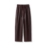 Luxury PU Leather Jogger Pants for Women – High-Waist Elastic Drawstring Wide-Leg Trousers – Comfy Chic Vegan Leather Athleisure Pants - 图片 4