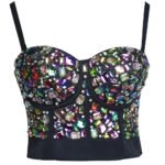 Black Sequin Corset Top for Women – Beaded Bustier Crop Top with Straps | Glam Night Out Top - 图片 29