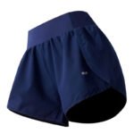 High-Waisted Navy Running Shorts with Built-In Liner – Lightweight Performance Athleisure Shorts - 图片 3