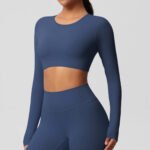 Women’s Long Sleeve Sculpting Crop Top & High-Waist Leggings Set – Seamless Compression Activewear Outfit - 图片 14
