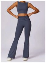 High-Waisted Flared Active Pants with Sculpting Fit – Neutral Beige - 图片 2