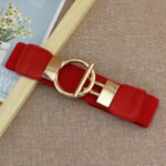 Luxury Wide Elastic Waist Belt for Women | Gold Buckle Stretch Belt in Black, Red & White - 图片 4