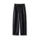 Luxury PU Leather Jogger Pants for Women – High-Waist Elastic Drawstring Wide-Leg Trousers – Comfy Chic Vegan Leather Athleisure Pants - 图片 5