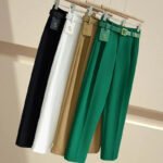 Luxury High-Waist Belted Wide-Leg Trousers for Women – Elegant Tailored Office & Casual Chic Pants with Statement Belt - 图片 4
