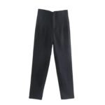 High Waist Tapered White Pants for Women – Elegant Tailored Ankle-Length Office Trousers - 图片 17