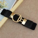 Luxury Wide Elastic Waist Belt for Women | Gold Buckle Stretch Belt in Black, Red & White - 图片 8